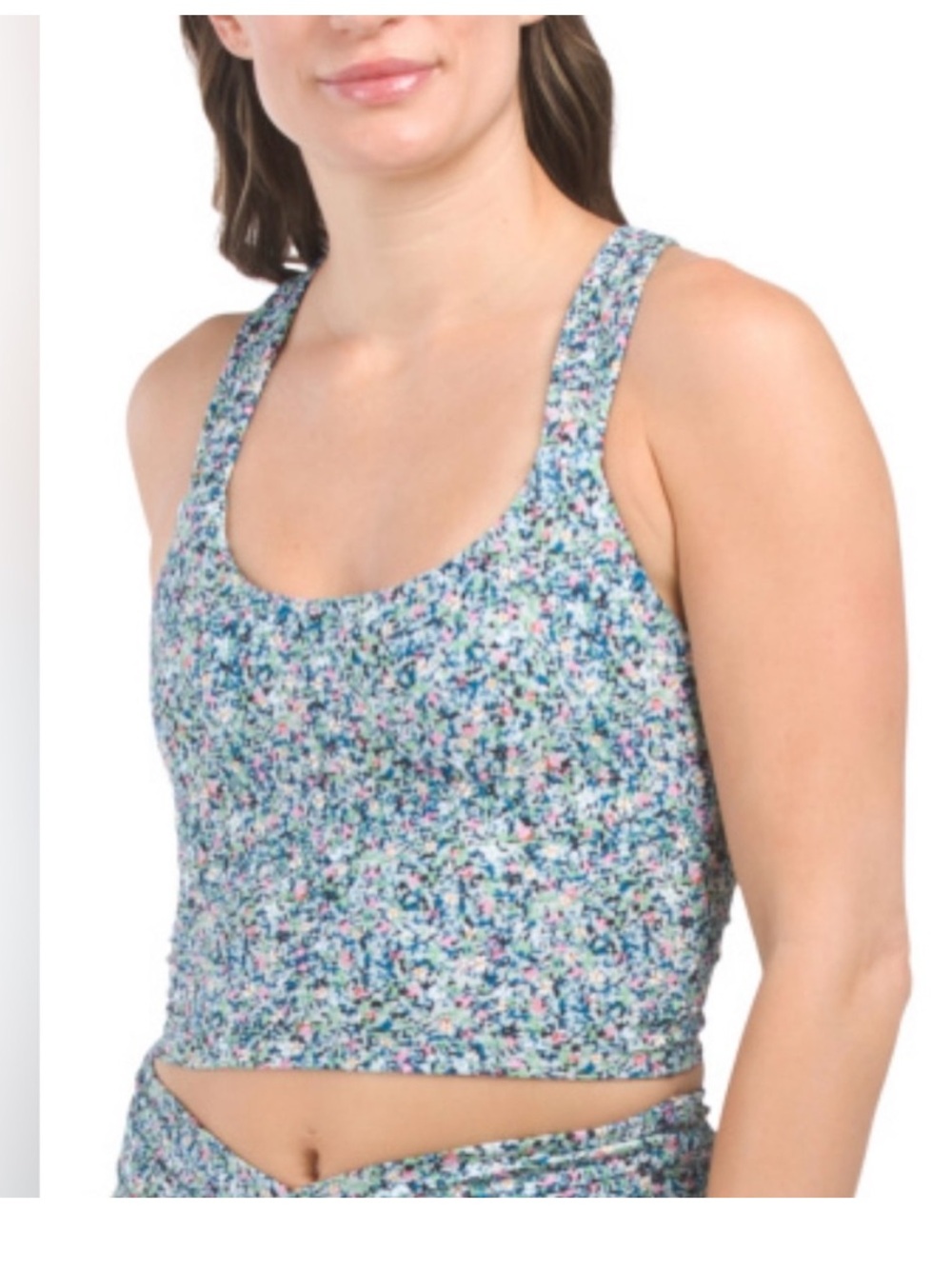 Sage Collective Blue Static Ditsy Sports Bra Sz Large